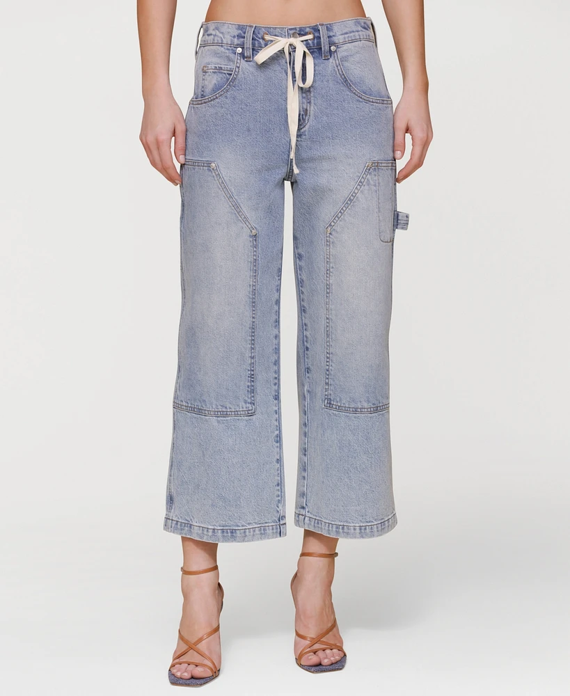 Avec Les Filles Women's Drawstring Cropped Utility Jeans