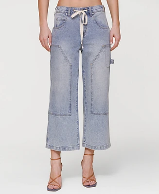 Avec Les Filles Women's Drawstring Cropped Utility Jeans