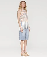 Avec Les Filles Women's Crochet Fringe-Hem Crop Top