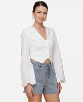 Avec Les Filles Women's Cotton Eyelet Vest-Style Top