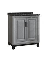 Festival 30" Bathroom Vanity with Marbel Undermount Sink and Glass Shelves Storage Cabinet