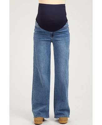 Pinkblush Blue Wide Leg Maternity Jeans