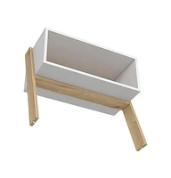 Depot E-shop Leticia Nightstand, Two Legs, One Shelf, Superior Top, Light Oak / White