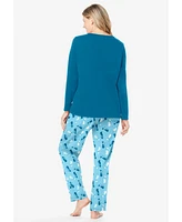 Dreams & Co. Women's Long Sleeve Knit Pj Set