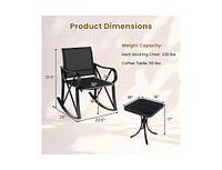 3 Piece Patio Rocking Set with Smooth Motion Outdoor Rocker Chair Bistro
