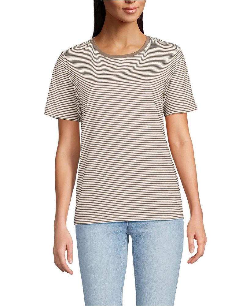 Lands' End Women's Relaxed Supima Cotton Crew Neck T-Shirt