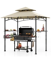 Outdoor Grill Gazebo with 2 Side Shelves and 10 Hooks