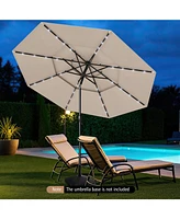 Solar Patio Umbrella with 32 Led Lights and 3-Tier Vented Top for Outdoor Use
