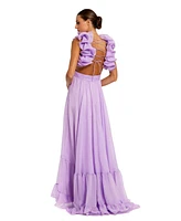 Mac Duggal Women's Ruffle Tiered Cut-Out Chiffon Gown