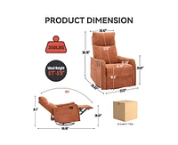 Casainc Heat Massage Manual Recliner Chair with Rocker and Swivel in Fabric for Living Room