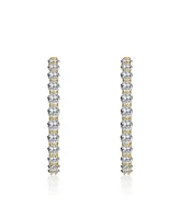 Clear Cubic Zirconia Accent Hoop Earrings