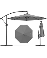 Offset Hanging Patio Umbrella with Base Infinite Tilt for Outdoor Shade
