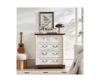 Farmhouse Style Drawer Dresser Bathrooom Cabinet Chest with Base Wooden Rustic Chest of Drawers