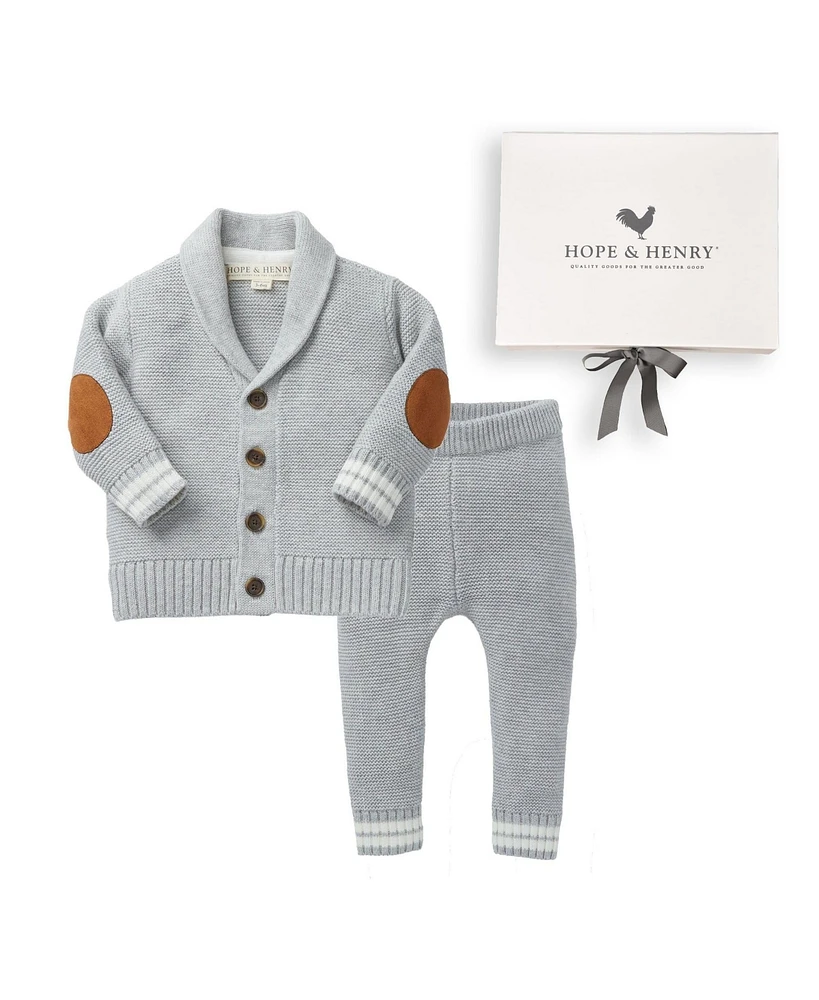 Hope & Henry Baby Organic Shawl Collar Cardigan and Sweater Legging Gift Box Set, Infant