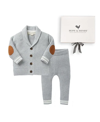 Hope & Henry Baby Organic Shawl Collar Cardigan and Sweater Legging Gift Box Set, Infant