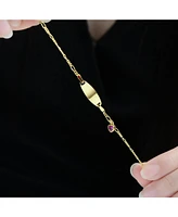 Chic Minimalist Id Bracelets with Round Bezel Set Cubic Zirconia Charm