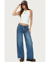 Edikted Women's Abel Layered Look Low Rise Jeans