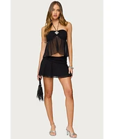 Edikted Women's Jettie Asymmetric Chiffon Mini Skirt