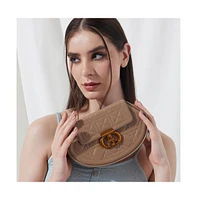 Women's The Quilted Curve Sling Bag - Camel Brown