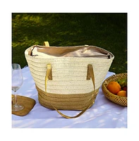 Women's The Straw-Block Tote Bag