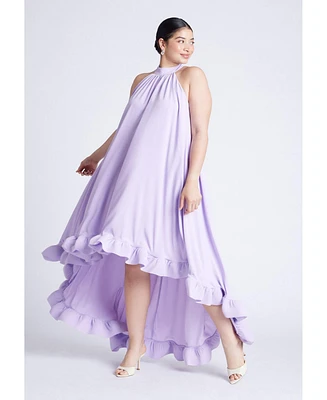 Eloquii Plus High Low Dramatic Ruffle Detail Dress