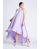 Eloquii Plus High Low Dramatic Ruffle Detail Dress