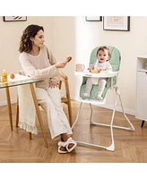 Slickblue Toddler Easy Clean Compact Highchair with Removable Adjustable Tray and Pu Seat Cushion