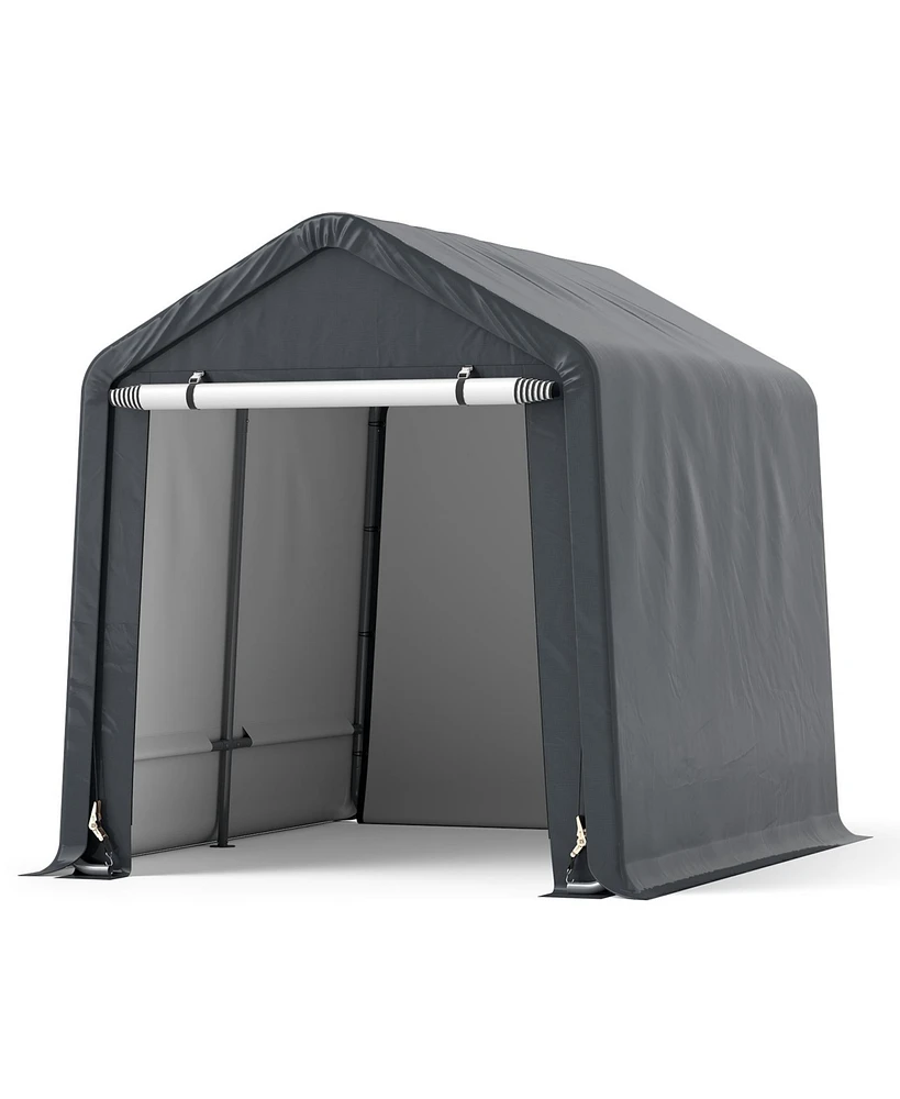 Slickblue Outdoor Portable Motorcycle Shelter with Waterproof Cover for Storage