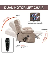 Lift Recliner Chair Heat Massage Dual Motor Infinite Position Up to 350 Lbs Large Electric Power Recliners with Power-Remote, Medium-firm and Hea