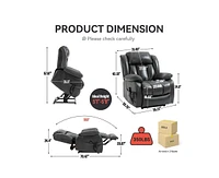Casainc Dual Motor Infinite Position Up to 350 Lbs Electric Medium size Leatheraire Power Lift Recliner Chair with 8-Point Vibration Massage and Lumba