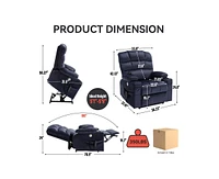 Dual Motor Infinite Position Up to 350 Lbs Chenille Power Lift Recliner Chair with 8-Point Vibration Massage and Lumbar Heating Cup Holders