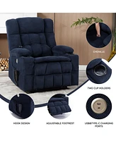 Dual Motor Infinite Position Up to 350 Lbs Chenille Power Lift Recliner Chair, Heavy Duty Motion Mechanism with 8-Point Vibration Massage and Lumbar H