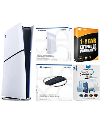 Sony PlayStation 5 Slim Digital Bundle with Disc Drive, Vertical Stand, MightySkins Voucher