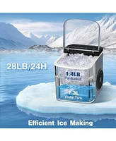 Jinjunye Upgraded Ice Maker Countertop 28Lbs/Day, 15H Timer, 9 Ice Cubes in 6 Mins
