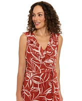 London Times Petite Floral-Print Ruffled Maxi Dress