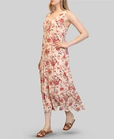 Almost Famous Juniors' Chiffon Printed V-Neck Sleeveless Maxi Dress