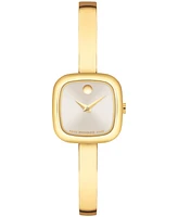 Movado Women's Museum Cushion Swiss Quartz Yellow Pvd Steel Bangle Watch, 21.50mm