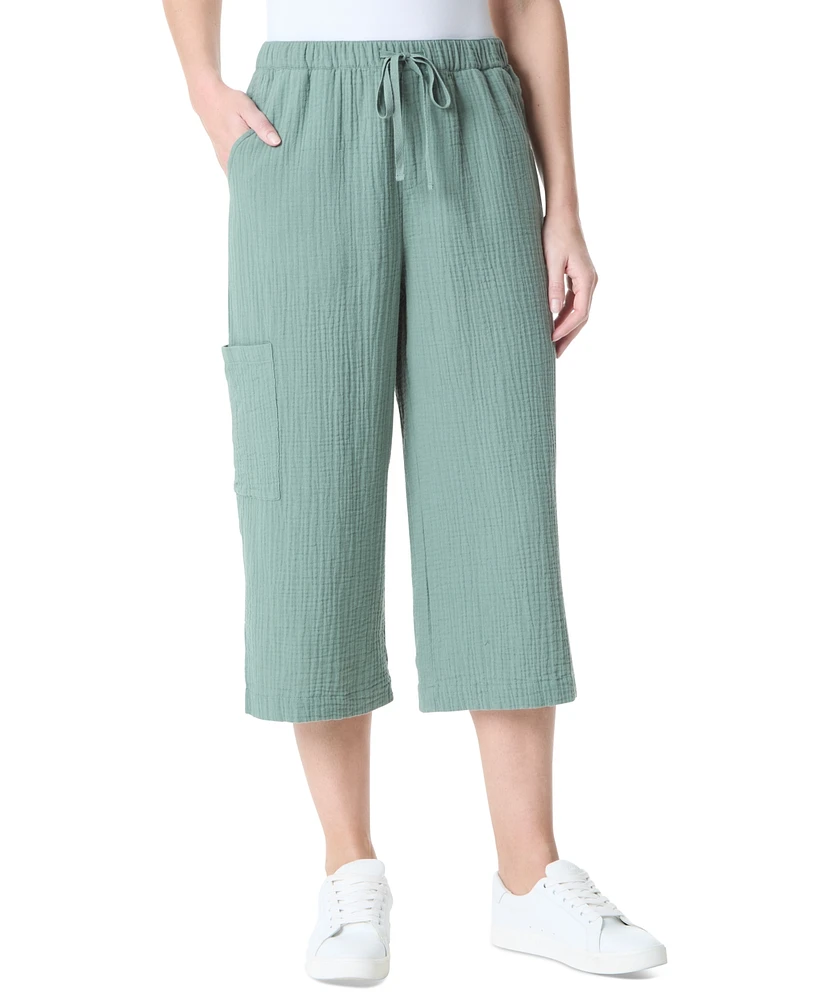 Gloria Vanderbilt Women's High Rise Crinkled Cotton Cropped Pants