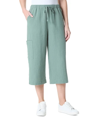 Gloria Vanderbilt Women's High Rise Crinkled Cotton Cropped Pants