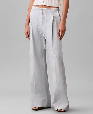 Calvin Klein Women's Linen Blend Wide-Leg Pants