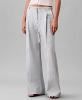 Calvin Klein Women's Linen Blend Wide-Leg Pants