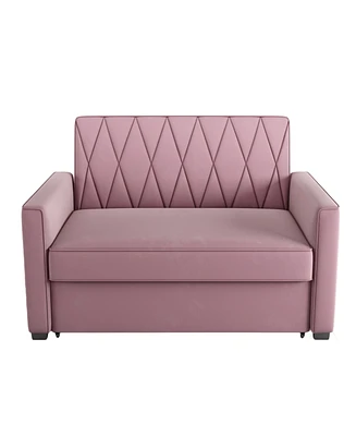 Gold Sparrow 51" Velvet Riverside Convertible Loveseat Bed, Created for Macy's