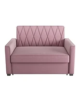 Gold Sparrow 51" Velvet Riverside Convertible Loveseat Bed, Created for Macy's