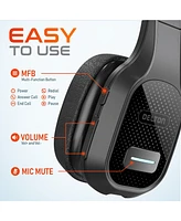 Delton Wireless Computer Headset, Trucker Bluetooth Headset with Noise Canceling Microphone, 35Hrs talk time, Wireless Headset for Computer, Cell Phon