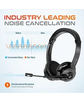 Delton 35X Noise Cancelling 2-Earpiece Computer Headset w/ Auto Pairing Usb Dongle and Charging Dock
