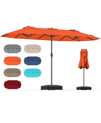 Gymax 13FT Double-sided Patio Umbrella w/ Crank Handle Base Safety Lock