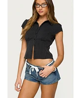Edikted Women's Juney Pinstripe Tailored Button Up Shirt