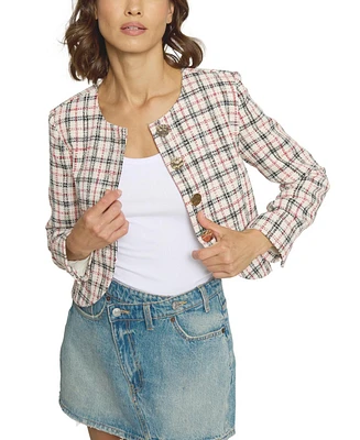 Central Park West Women's Big Button Collarless Jacket