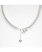Bearfruit Jewelry Sterling Silver Amelie Simulated Pearl Heart Dangle Necklace
