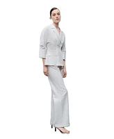 Nocturne Women's Linen Blend Striped High Waist Pants